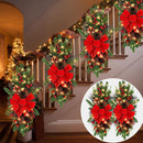Lyrow 2 Pack 24" Christmas Stairway Swag with Lights, Red Ribbon — 1