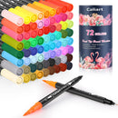Caliart 72 Colors Double Tip Brush Pen Art Markers for Adult Coloring Books | Black | 1 Count (Pack of 72) — 1
