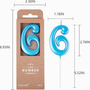 PHD CAKE 2.76 Inch Elegant Blue 6 Number Birthday Candles, Blue Number Candles, Cake Number Candles, Party Celebration — 4