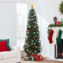 Best Choice Products Unlit Pencil Christmas Tree, 7.5ft Premium Artificial Tree, Realistic Spruce Holiday Decor w/ 1,075 Branch Tips, Metal Base — 2