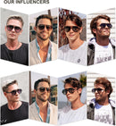 SOJOS Classic Polarized Aviator Sunglasses for Women Men, Retro Trendy Aviators Shades SJ2201 | Shiny Black/Dark Green | 58 Millimeters — 3