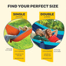 Durable Hammock 400 lb Capacity, Nylon Camping Hammock Chair - Double or Single Sizes w/Tree Straps and Attached Carry Bag - Portable for Travel/Backpacking/Beach/Backyard (Medium, Blue & Light Blue) — 3