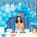 Tinsel Foil Fringe Curtains Wavy Backdrop for Parties Sparkle Metallic Wavy Foil Fringe Backdrop Curtain for Party Decorations Photo Booth Props for Birthday Graduation Wedding | Light Blue | 2 Pack — 7