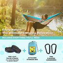 SZHLUX Camping Hammock Double & Single Portable Hammocks with 2 Tree Straps and Attached Carry Bag,Great for Outdoor,Indoor,Beach,Camping,Light Grey / Sky Blue — 3