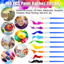 100Pcs Small Paint Brushes Bulk, Anezus Flat Top Acrylic Classroom Brush for Kids Mini Paint Brushes for Touch Up Crafts Detail Painting | Flat Paint Brushed — 2