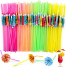 Paxcoo 100pcs Umbrella Straws - Hawaiian Luau Party Straws for Drinks Decorations (Assorted Colors) | 100 Multicolors — 1