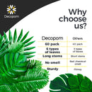 Decopom Artificial Palm Leaves 60-108 Pack - 6 Kinds Large Small Green Fake Palm Leaf with Stems for Safari Jungle Hawaiian Luau Party Table Decoration Wedding Birthday | 60 Pack — 5