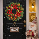 Christmas Wreaths for Front Door- 24 Inch Outdoor Prelit Christmas Door Wreath with Lights, Lighted Xmas Wreath with Poinsettia Flowers,Red Berries,Golden Ball- Home Christmas Decorations — 6