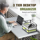 DALTACK 3 Tier Paper Organizer for Desk, Sliding Paper Trays, Black — 2