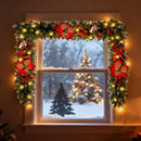 Christmas Garland with Lights, 9FT 30 LED Prelit Christmas Garland for Mantle,Outdoor Indoor Christmas Decorations Garland Battery Operated with Timer, Bows,Flowers,for Stairs,Railing,Fireplace,Door — 8