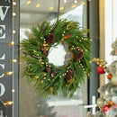 Pinkpuii Prelit Christmas Wreaths for Front Door 24 Inch- Real Touch Norfolk Pine Wreath with Lights,Green Evergreen Outdoor Xmas Wreath with Natural Pine Cones and Berries for Farmhouse Home Decor — 2