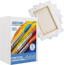 FIXSMITH Stretched White Blank Canvas- 5x7 Inch,6 Pack,Primed,100% Cotton,5/8 Inch Profile of Economy Value Pack for Acrylics,Oils & Other Painting Media. | 5"x7" — 5