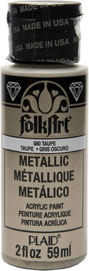 FolkArt Metallic Acrylic Paint in Assorted Colors (2 Ounce), 580 Taupe | 2 Fl Oz (Pack of 1) — 1