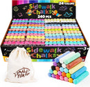 240PCS Washable Sidewalk Chalks, 24 Colors Jumbo Chalk for Kids, Non-Toxic Sidewalk Chalk Bulk for Toddler, Dustless Outdoor Chalk Giant Box Chalkboard Chalk for Party Favor Playground, Great for Kids — 1