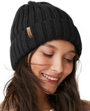 FURTALK Winter Hats for Women Fleece Lined Beanie Knit Chunky Womens Snow Cap - Black — 1
