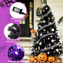 6ft Black Christmas Tree, Pre-Lit with 300 Purple LED Lights — 5