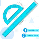 Zonon 2 Pcs 12 Inch Clear Ruler and 6 Inch Plastic Protractor Set, Blue — 2