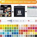 Reaeon Alcohol Art Markers, 80 Colors Fine & Chisel Dual Tip Marker Set, Permanent Art Markers for Adults Sketching Painting Drawing and Coloring(White Barrel) | 80-color — 3
