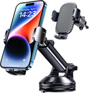 Qifutan Car Phone Holder Mount Phone Mount for Car Windshield Dashboard Air Vent Universal Hands Free Automobile Cell Phone Holder Fit for iPhone Smartphone Camera Mounts | Black-E | Windshield, Dashboard, Air Vent photo 1