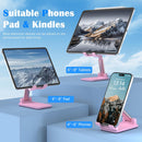 Cell Phone Stand, Adjustable Angle and Height Cell Phone Holder for Desk, Foldable and Portable, Anti-Slip Silicone Pad, Compatible with All Mobile Phones and 4-8 Inch Devices, Pink photo 2
