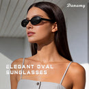 DANAMY Sunglasses Womens Retro Oval Sunglasses for Women Men Fashion Small Oval Sun Glasses 90s Vintage Driving Shades | A1 Black+leopard Frame-brown Lens — 8
