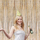 2 Pcs 3.2ft x 8.2ft Champagne Gold Metallic Tinsel Foil Fringe Curtains Photo Booth Backdrop for Baby Shower Birthday Wedding Holiday Celebration Bachelorette Party Decorations — 3