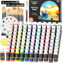 Shuttle Art 100 Colors Acrylic Paint, 2oz/60ml Bottles, Include 2 Sets of 12 Paint Brushes, 1 Art Sponge & Palette, Premium for Artists, Beginners & Kids on Canvas Rocks Wood Ceramic | Regular | 2 Fl Oz (Pack of 100) — 1