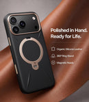 TORRAS Magnetic Stand for iPhone 18 Pro Max Case Leather, Q3 VegSkin Black photo 2