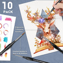 10Pcs Micro Paint Brushes Set with Triangular Handles - For Acrylic, Watercolor, Crafts, Models | Black — 6