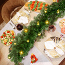 9FT Christmas Garland with Lights, Prelit Lighted Christmas Decorations for Mantle Fireplace Table Stairs,Green Garland Winter Indoor Outdoor Vintage Xmas Home Door Holiday Decor — 3