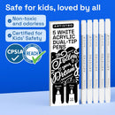 ARTISTRO 5 White Dual-Tip Acrylic Paint Marker Pens for Drawing — 6