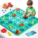 burgkidz STEM Road Build Puzzle: Teal Board, 200+ Chal. w/ 2 Cars — 1