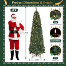 okicoler Christmas Tree, 6ft Pre-Lit Slim Pencil Fir Tree, 775 Branch Tips with 250 Multicolor LED Lights & 11 Lighting Modes, Metal Hinges, White Holiday Decoration for Corner — 3