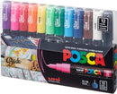 uni Posca Acrylic Paint Art Markers, Set of 12 Extra Fine Point Thin Paint Pens for Coloring Gifts, Fabric, Metal, Glass, Rocks, Wood and Canvas, Assorted Colors, PC1M12C — 1