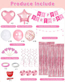 Pink Happy Birthday Party Decorations with Banner Balloons for Women Girls — 4