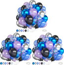 Outer Space Balloons,12 Inch Metallic Black Purple Blue and Silver Confetti Galaxy Balloons,for Kids Birthday Outer Space Theme Party Decorations (Pack of 3) | 30PC (Pack of 3) | Blue Purple — 1
