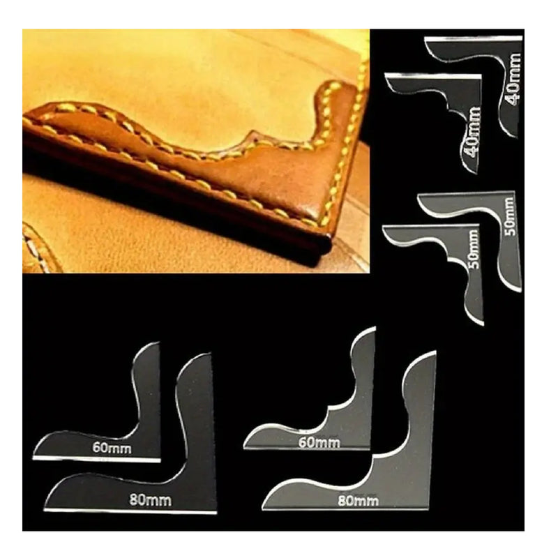 8pcs Acrylic Leather Craft Wallet Corner Decoration Pattern Stencil Template