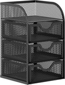 EasyPAG Mesh Desk Organizer with 3 Drawer Office Desktop Organizers and Accessories Stationery Caddy for Office, Home, Students, Black — 2