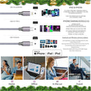 Long Multi Charging Cable 6ft 2Pack,3 in 1 USB Multiple MFi Charger cord 2