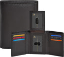 Real Leather Mens Trifold Wallet - RFID Slim Minimalist Front Pocket Gift (Dark Brown)