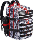 LHI Military Tactical Backpack for Men and Women 45L Army 3 Days Assault Pack Bag Large Rucksack with Molle System Black and White with Red — 1