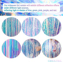 Iridescent Party Streamers Backdrop - GREATRIL Neon Transparent Holographic Tinsel Foil Fringe Curtain for Mermaid/Frozen/Sea/Euphoria/ERAS Party Theme Decorations 3.2ft x 6.5ft 2 PCS — 6