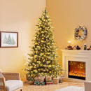 Yaheetech 7.5ft Pre-lit Aspen Fir Artificial Christmas Tree with 550 Warm White LED Lights Full Prelighted Xmas Tree w/1128 Branch Tips & Foldable Stand for Home Holiday Decor, Green — 3