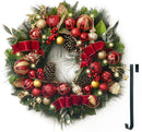 Valery Madelyn 30" Pre-Lit Large Christmas Wreath for Front Door Red Gold — 1