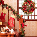 Valery Madelyn 30" Pre-Lit Large Christmas Wreath for Front Door Red Gold — 2