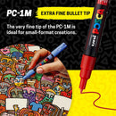 uni Posca Acrylic Paint Art Markers, Set of 12 Extra Fine Point Thin Paint Pens for Coloring Gifts, Fabric, Metal, Glass, Rocks, Wood and Canvas, Assorted Colors, PC1M12C — 3