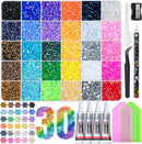40000 Pcs Resin Jelly Rhinestones Kit, 30 Colors 3mm Flatback Rhinestones with 4 Pcs B7000 Jewelry Glue & Tools,… — 1