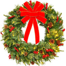 Best Choice Products 30in Pre-Lit Battery Powered Christmas Wreath Artificial Pre-Decorated Holiday Accent w/ 100 Lights, 276 PVC Tips, Ribbons, Pine Cones — 1