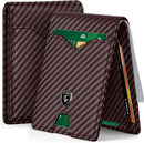 GSOIAX Slim Wallet for Men Rfid Blocking Leather Bifold Front Pocket Carbon Fiber Men's Money Clips Credit Card Holder With Gift Box (Carbon Coffee)