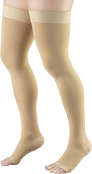 Truform 20-30 mmHg Compression Stockings for Men and Women, Thigh High Length, Dot-Top, Open Toe | Beige | Medium (1 Pair) — 7